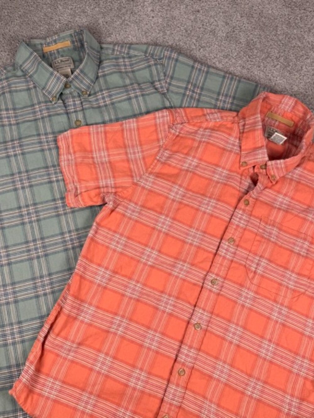 LL Bean Shirt Men's Medium Hemp Stonecoast Button Down Slightly Fitted Lot of 2